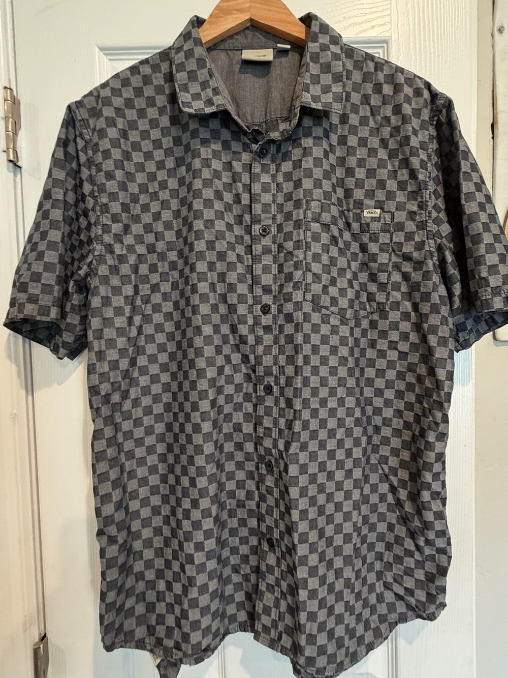 Vans Gray Checkerboard Short-Sleeve Button-Up Shirt